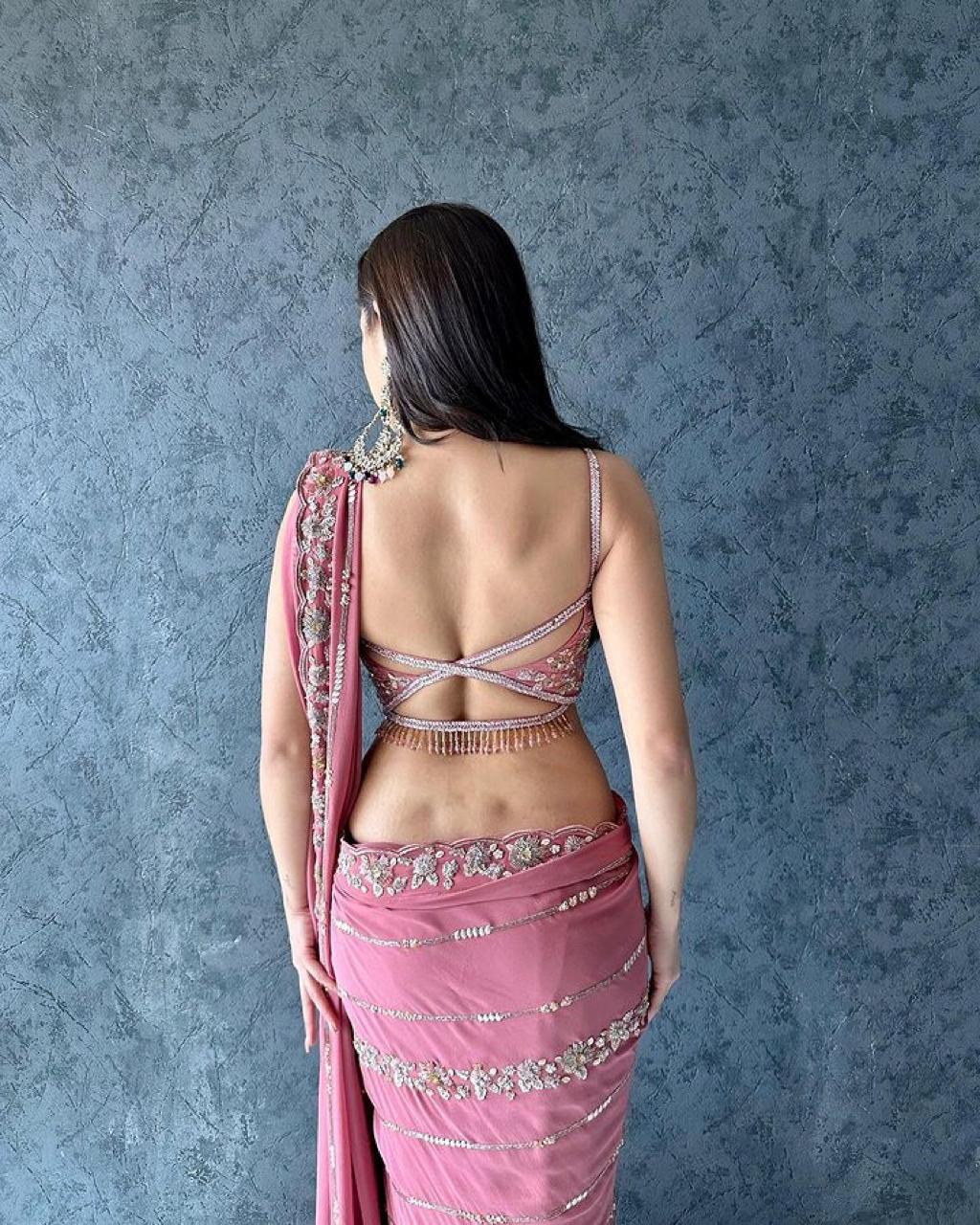 Soft Georgette Saree with Heavy Embroidery Work