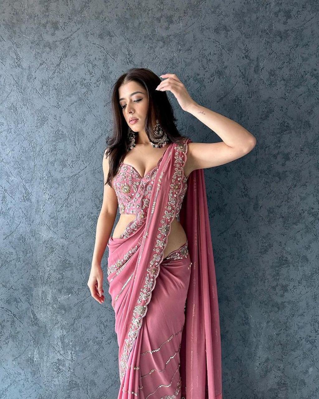 Soft Georgette Saree with Heavy Embroidery Work