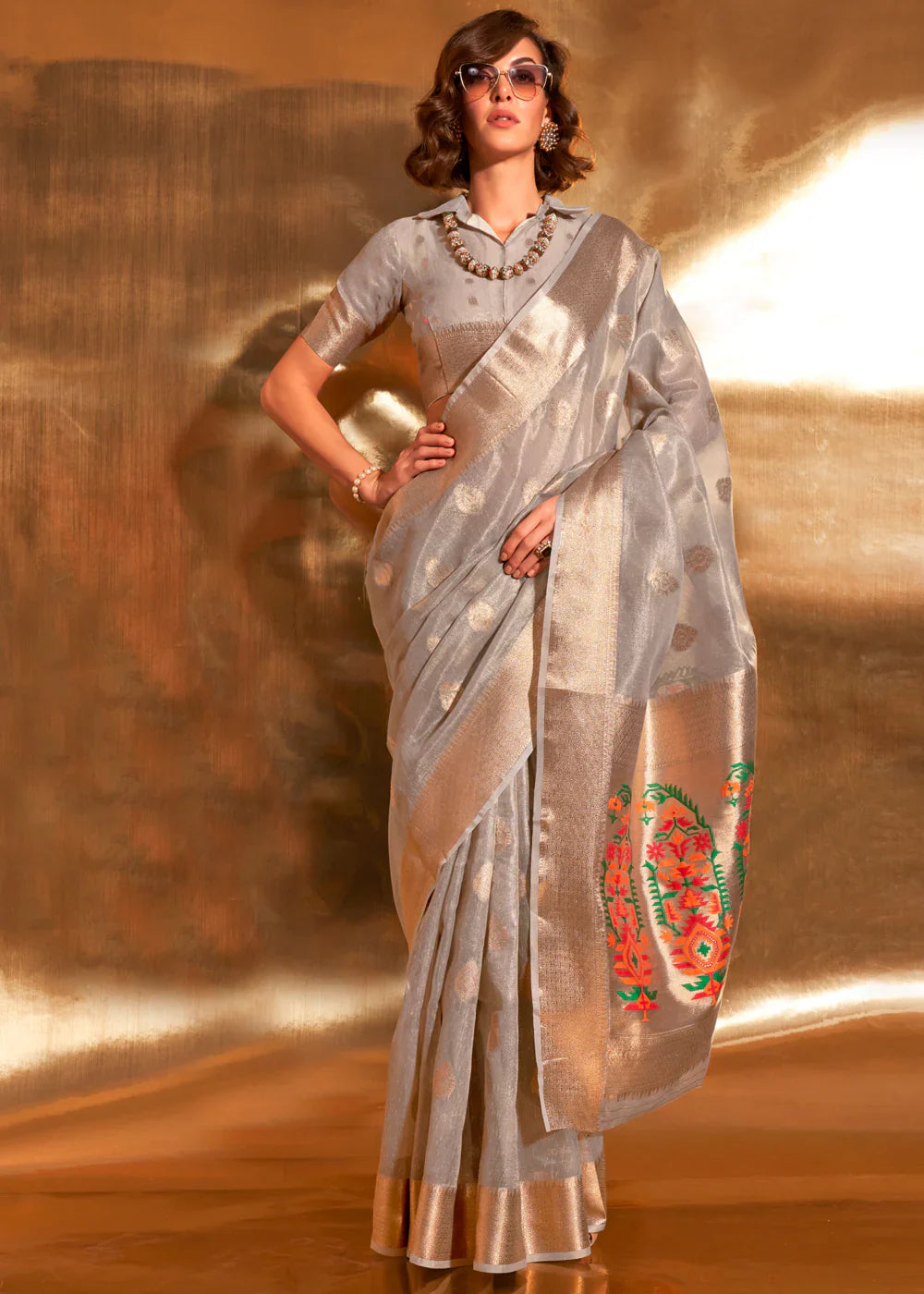 kritvstra tissue silk saree