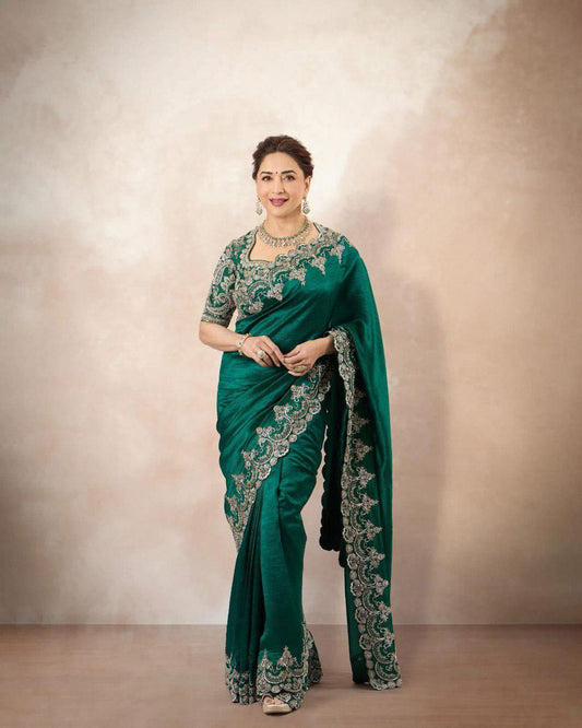 Rangoli Silk Royal Green Saree by Kritvastra